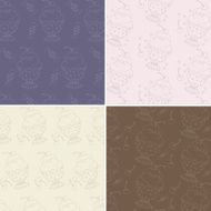 Set of four seamless patterns with cute hand drawn ice