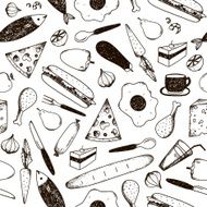 Vector doodle seamless hand drawn food pattern N2