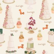 Seamless vector pattern with different wedding cakes N2