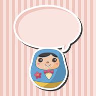 Matryoshka Russian traditional wooden doll theme elements N18