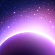 Space background with planet and shining sun Vector illustration