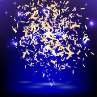 Bright festive banner with confetti on a blue background Vector