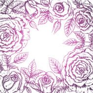 Vintage elegant greeting card with graphic flowers (roses) N2