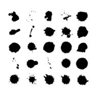 Collection of watercolor brushes blots and spray