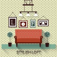 Vintage sofa vector interiorl Loft furniture concept