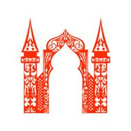 Red vintage arch applique isolated on white background Cut