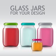 template of glass jars Bottle juice jam liquids