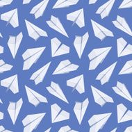 Seamless pattern with white paper planes