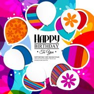 Birthday card with balloons in the style of cutouts N3