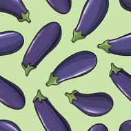 seamless background with scattered ripe eggplant