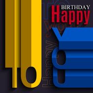 Birthday card with wishes text in the style of flat