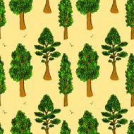 Sketch trees in vintage style