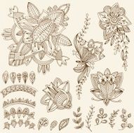 Mehndi Tattoo Doodles Set 2- Abstract Floral Illustration Design