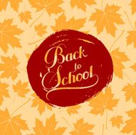 Back To School retro label with maple leaves N2