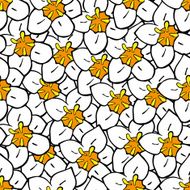 Floral seamless pattern with white hand drawn flowers