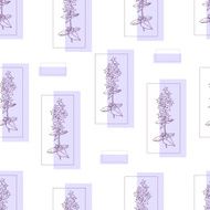 Floral seamless pattern with violet hand drawn flowers