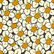 Floral seamless pattern with beige hand drawn flowers