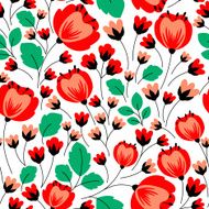 Retro seamless pattern with red poppies