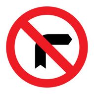 Warning traffic signs no right turn