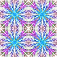 Beautiful pattern from fractal flowers Blue and purple palette
