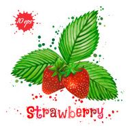 Vector watercolor strawberry branch isolated on white background