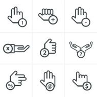 vector hand with warning forefinger - easy change thickness line