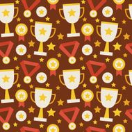 Flat Vector Seamless Pattern Sport Competition Trophy Winning wi