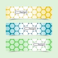 Set of banners with molecule structure background