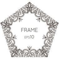 Intricate floral vector frame pentagonal N2