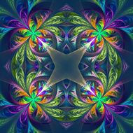 Symmetric multicolored fractal tracery Collection - frosty patt N2