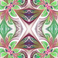 Symmetrical flower pattern in stained-glass window style Green
