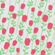 Flowers seamless pattern Red roses with green stems Floral Ret