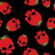 Strawberry skull seamless pattern Red head skeleton with textur