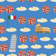 Italy seamless pattern Sightseeing leaning tower of Pisa N2