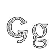 Font tattoo engraving letter G with shading other version