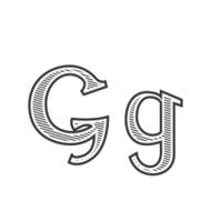Font tattoo engraving letter G with shading