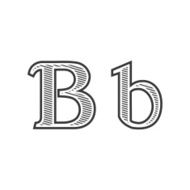 Font tattoo engraving letter B with shading