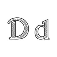 Font tattoo engraving letter D with shading