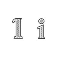 Font tattoo engraving letter I with shading