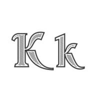 Font tattoo engraving letter K with shading