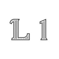 Font tattoo engraving letter L with shading