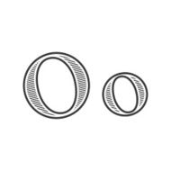 Font tattoo engraving letter O with shading
