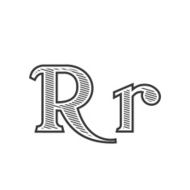 Font tattoo engraving letter R with shading