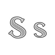 Font tattoo engraving letter S with shading