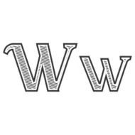 Font tattoo engraving letter W with shading