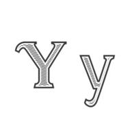 Font tattoo engraving letter Y with shading