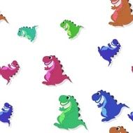 Seamless pattern with smiling colorful dragon on white