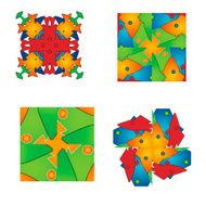 set of abstract flower feminine pattern textiles N4