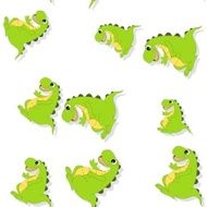 Seamless pattern with cartoon dragon on white