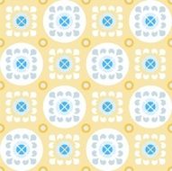 Seamless yellow pattern with flowers in the circles